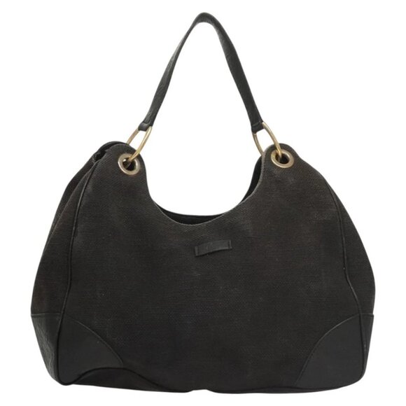 GUCCI Shoulder Bag Canvas Outlet Black Gold 257268 Auth bs25254 - Picture 2 of 16